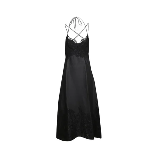 Halterneck Lace-Detailed Midi Dress