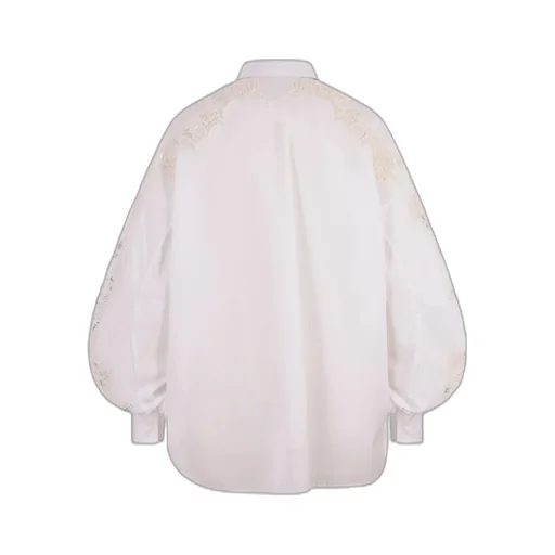 Puff Sleeved Lace Detailed Poplin Shirt