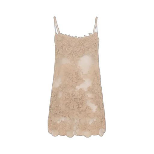 Floral Embroidered-Detail Slip Mini Dress