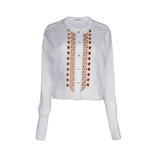 Embroidered Button-Up Top
