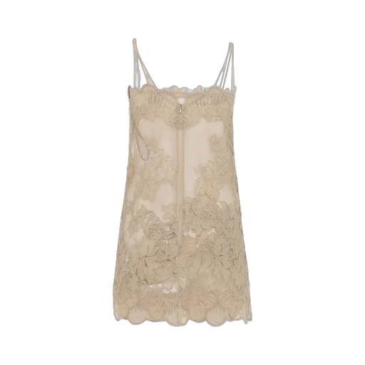 Floral Embroidered-Detail Slip Mini Dress