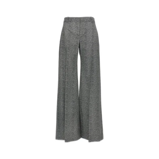 Wide Leg Herringbone Trousers
