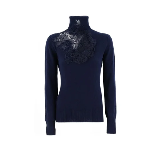 Floral-Lace High-Neck Jumper