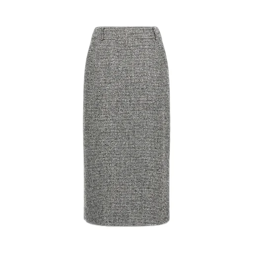 High Waist Back-Slit Midi Skirt