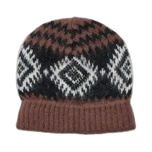 Embellished Geometric-Pattern Beanie
