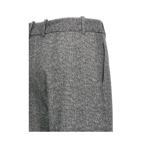 Wide Leg Herringbone Trousers
