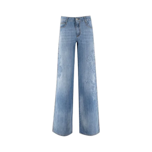 Denim Lace Applied Palazzo Jeans