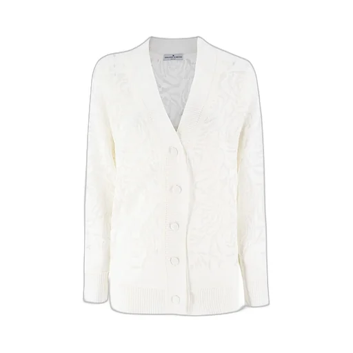 All-Over Roses Jacquard Knitted Cardigan