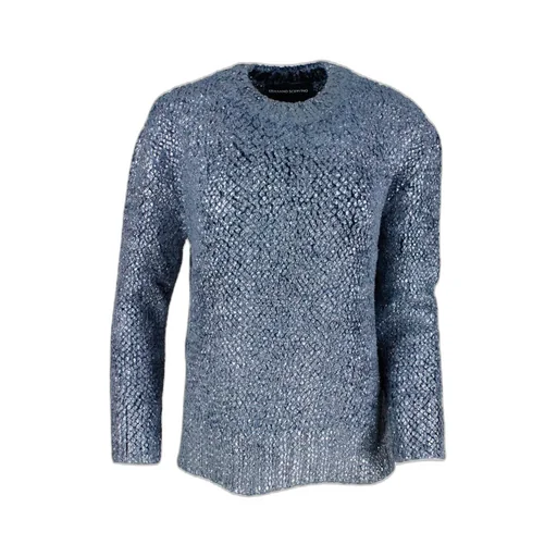 Long-Sleeved Crewneck Shiny Knitted Jumper