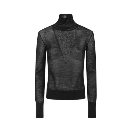 Sheer Turtleneck Sweater