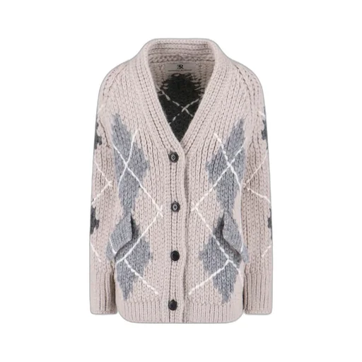 Argyle-Pattern Buttoned Cardigan