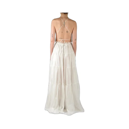 Lace-Detailed V-Neck Backless Maxi Dress