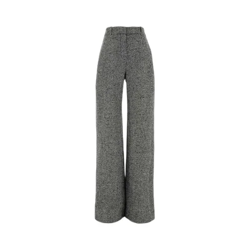 Houndstooth Wide-Leg Pants