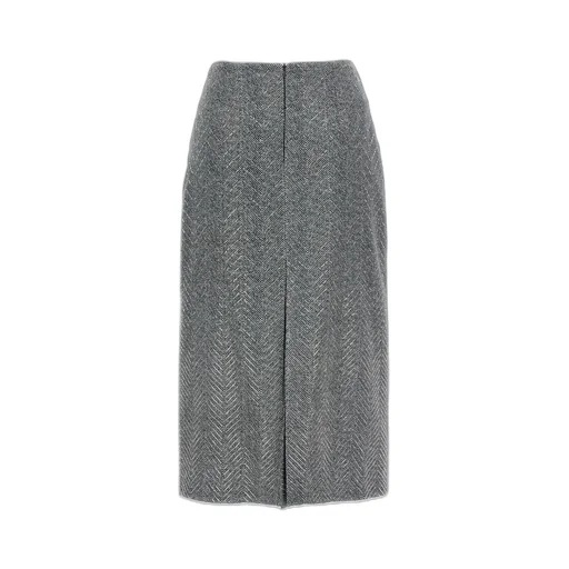 Herringbone Patterned Midi Skirt