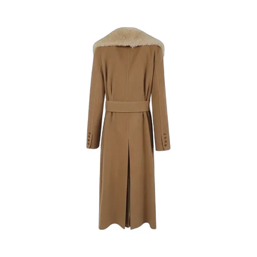Fur-Collar Belted Coat