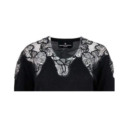 Lace-Embroidered Crewneck Jumper