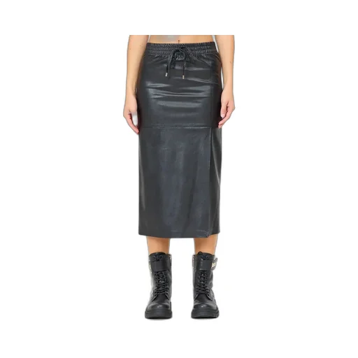Logo Printed Drawstring Midi Skirt