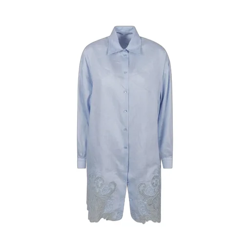 Lace Trim Tunic Buttoned Shirt