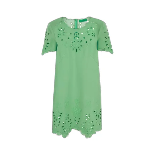 Cut-Out Embroidered Shift Mini Dress