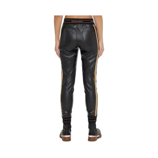 Logo Waistband Faux Leather Pants