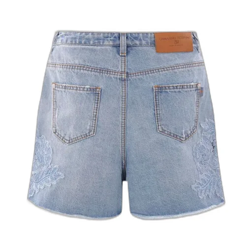 Lace Panelled Denim Shorts