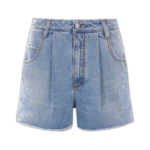 Lace Panelled Denim Shorts