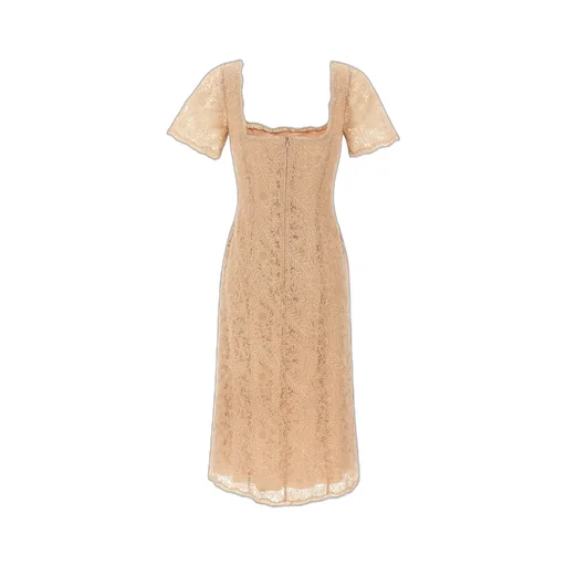 Floral-Lace Square Neck Midi Dress