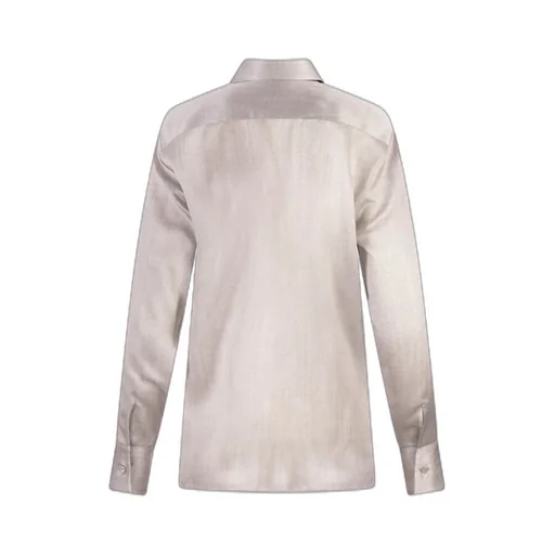 Weave Printed Curved Hem Shirt