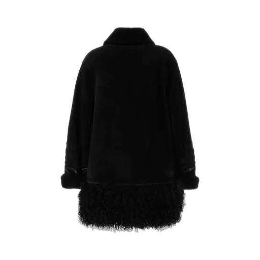 Motif-Embroidered Single-Breasted Coat