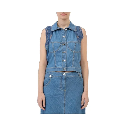 Lace Detailed Sleeveless Denim Top