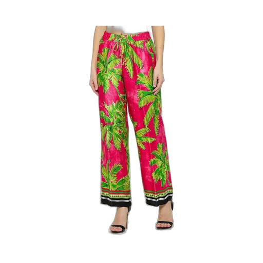 Palm Patterned Wide-Leg Trousers