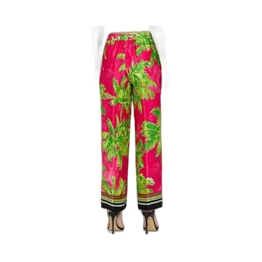 Palm Patterned Wide-Leg Trousers
