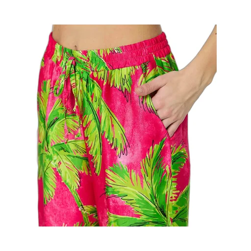 Palm Patterned Wide-Leg Trousers
