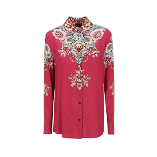 Placed Printed Curved Hem Shirt