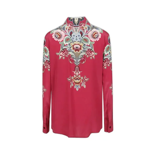 Placed Printed Curved Hem Shirt