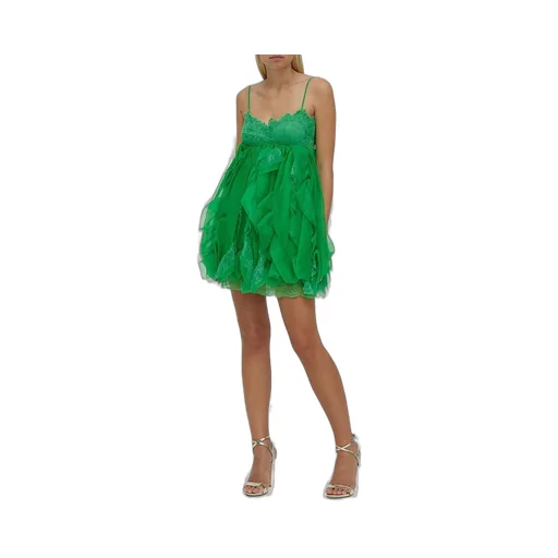 Tulle Detailed Spaghetti Strap Dress