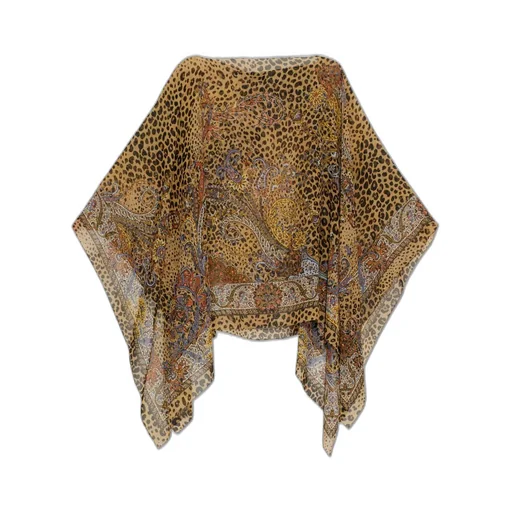 Paisley Printed Draped Poncho