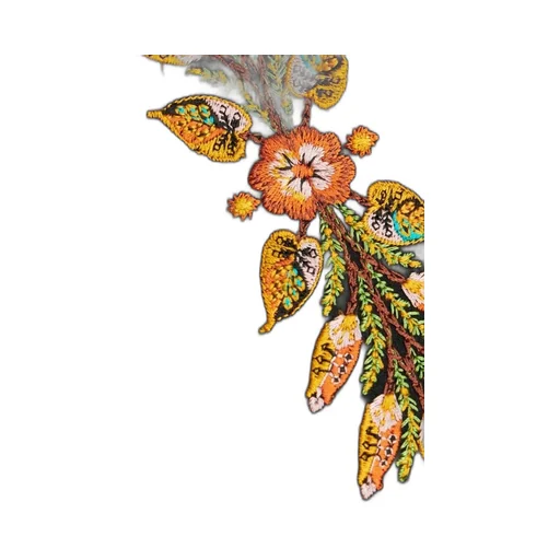 Long-Sleeved Leaf-Embroidered Shirt