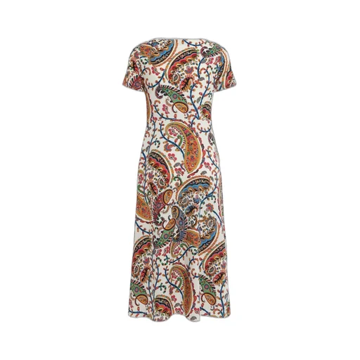 Paisley Printed Short Sleeved Midi Dress