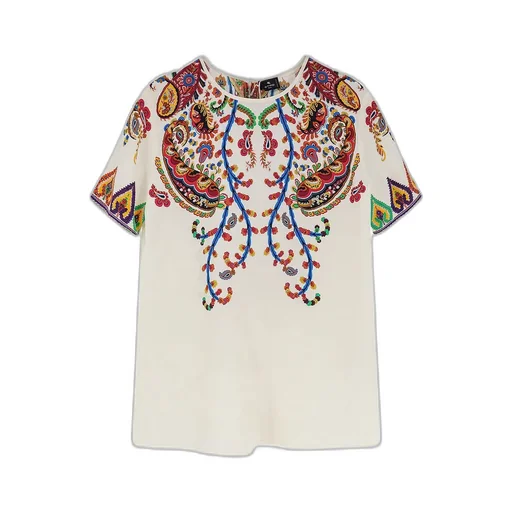 Paisey-Print Crewneck T-Shirt