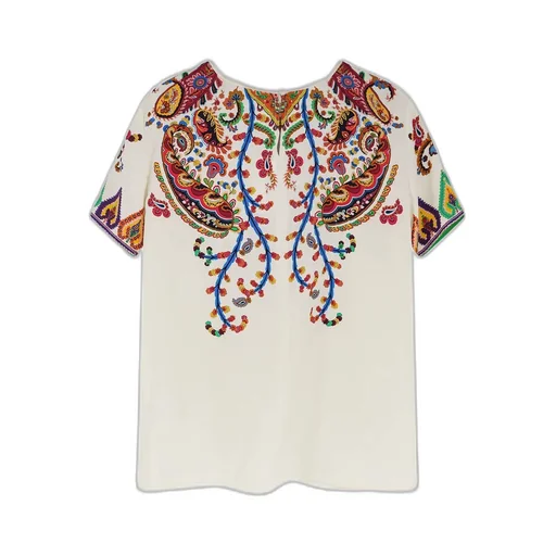 Paisey-Print Crewneck T-Shirt