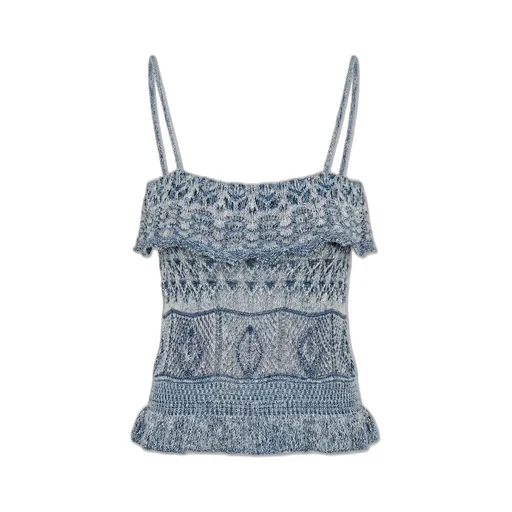 Ruffle Detailed Knitted Strappy Top