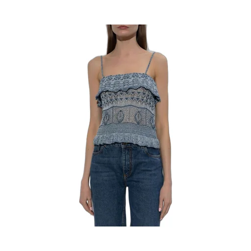 Ruffle Detailed Knitted Strappy Top