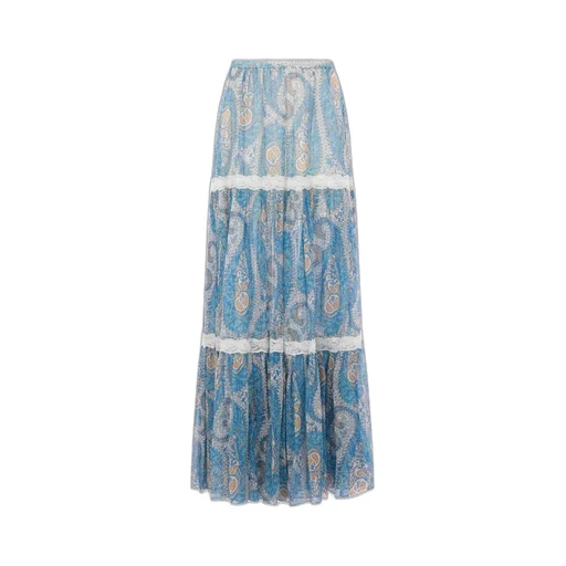 Pattern-Printed Flounced Skirt