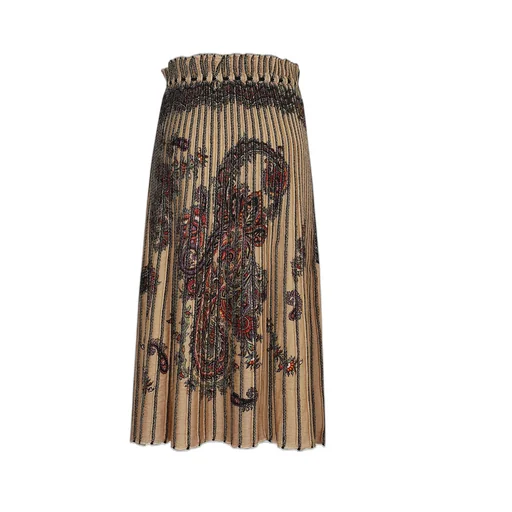 Graphic Print Pleated Skirt
