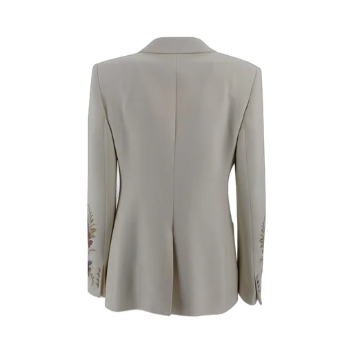 Floral-Embroidered Single-Breasted Blazer