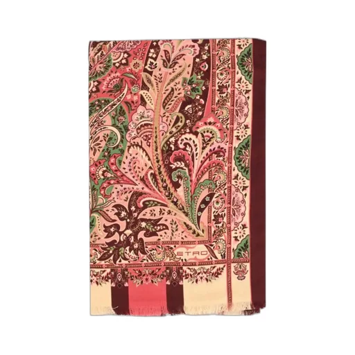 Fringed Edge Paisley Patterned Scarf