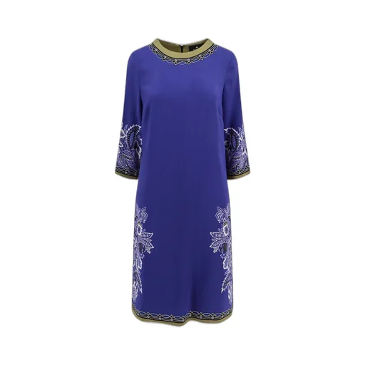 Floral-Printed Crewneck Cady Shift Dress