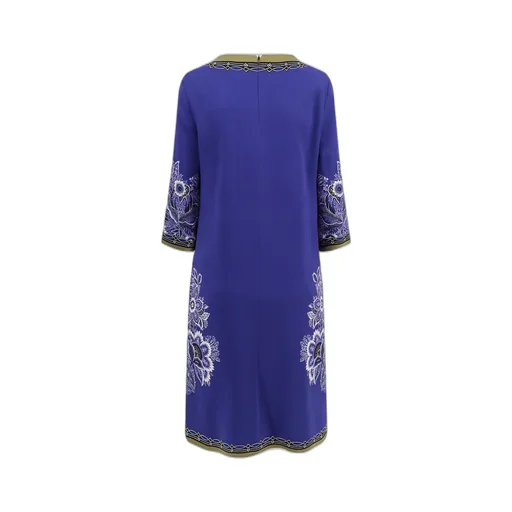 Floral-Printed Crewneck Cady Shift Dress