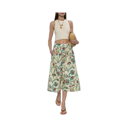 Floral Motif Midi Skirt